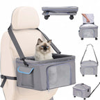4-in-1 Pet Car Seat & Carrier with Removable Wheels — Up to 15 lbs