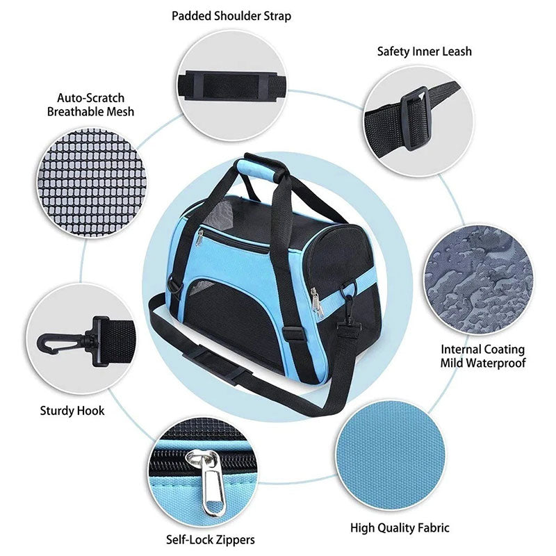 Foldable & Expandable Pet Carrier Bag - Mesh Breathable Cat/Dog Travel Bag, Convertible Crossbody Handbag for Small Pets