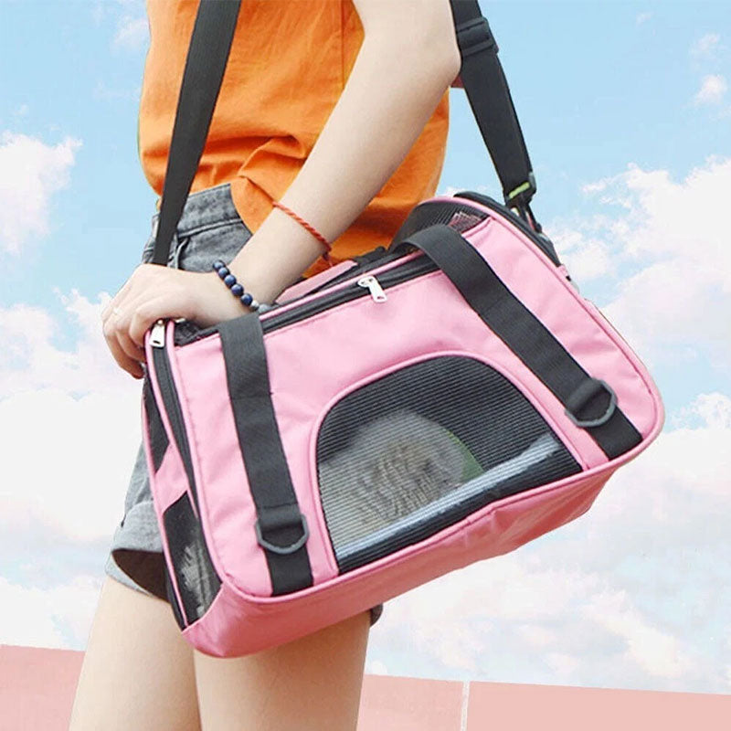 Foldable & Expandable Pet Carrier Bag - Mesh Breathable Cat/Dog Travel Bag, Convertible Crossbody Handbag for Small Pets
