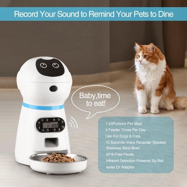 Smart Automatic Pet Feeder — 3.5L with Voice Recorder & Stainless Steel Bowl